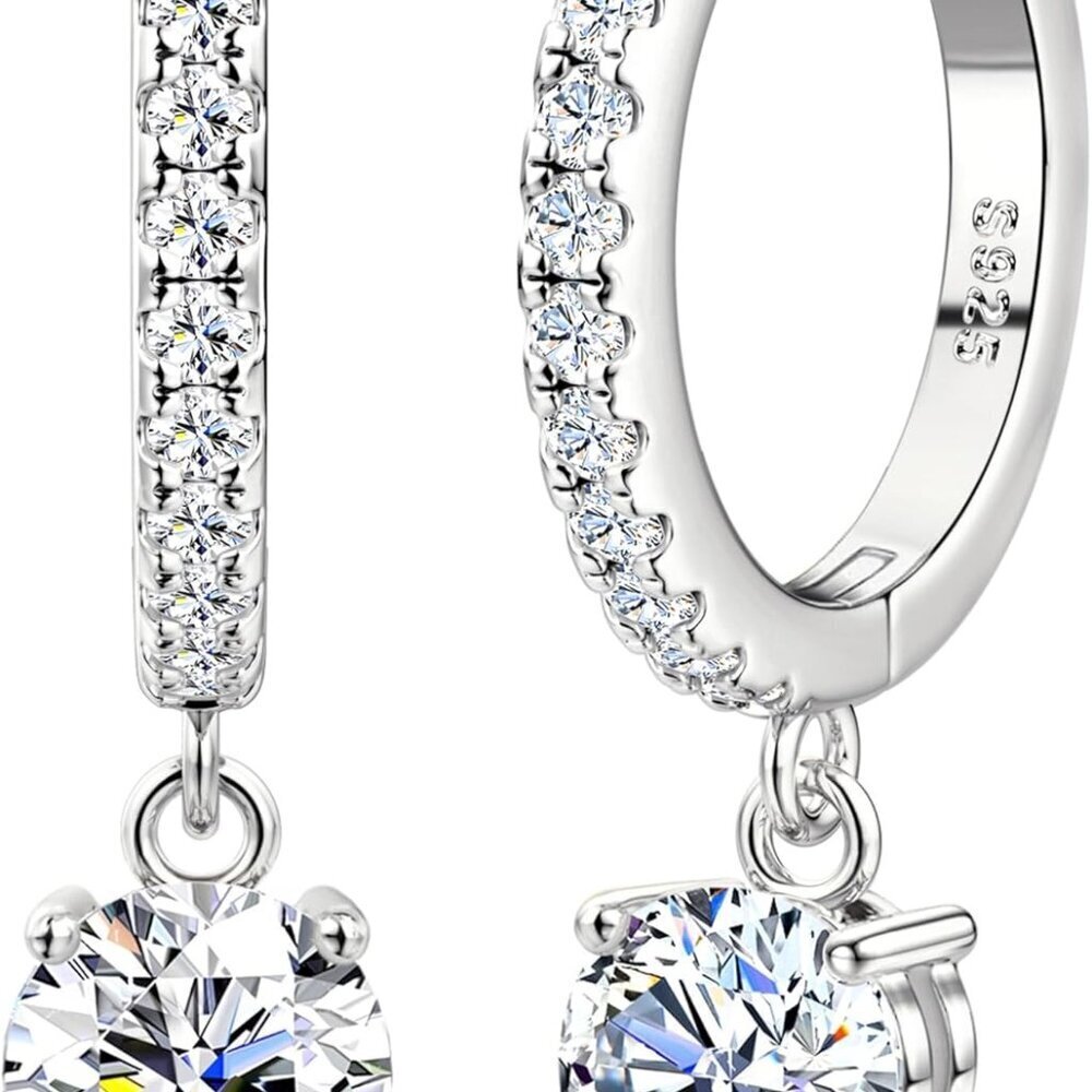 Moissanite Dangle Earrings Sterling Silver 2ct D Color Hypoallergenic Gift